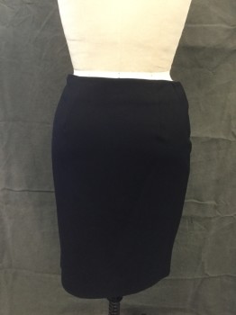 VINCE CAMUTO, Black, Wool, Solid, Hidden Side Zip, Asymmetrical Front Seam with Gold Zipper Detail, No Waistband