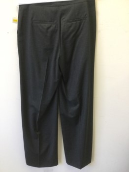 ROBERT RODRIGUEZ, Charcoal Gray, Wool, Solid, Flat Front, Creased Legs, Slit Pockets, Wide Leg