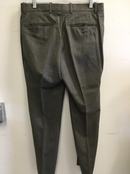 Mens, Suit, Pants, BAR III, Khaki Brown, Navy Blue, Brown, Olive Green, Wool, Plaid, 30, 33, Flat Front, 4 Pockets,
