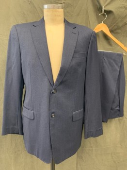 WOODY WILSON, Navy Blue, Black, Wool, 2 Color Weave, Single Breasted, Collar Attached, Notched Lapel, 3 Pockets, 2 Buttons, Hand Picked Collar/Lapel,