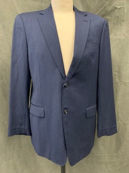 WOODY WILSON, Navy Blue, Black, Wool, 2 Color Weave, Single Breasted, Collar Attached, Notched Lapel, 3 Pockets, 2 Buttons, Hand Picked Collar/Lapel,