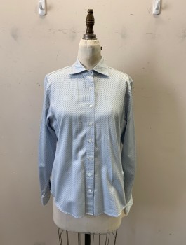 Faconnable, Sky Blue, Lt Blue, Cotton, Diamonds, Button Front, Long Sleeves, Collar Attached, 8 Button, Diamond Like Pattern