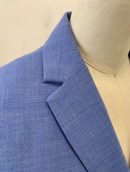 Womens, Blazer, BANANA REPUBLIC, French Blue, Wool, Spandex, Solid, 0, Single Breasted, 1 Button, Notched Lapel, 4 Pockets, Fitted, Striped Lining