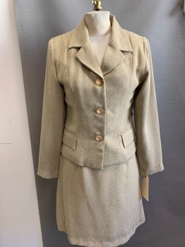 MTO, Beige, Brown, Rayon, Heathered, Gaberdine Weave, 3 Button Front, Notched Lapel, 2 Pockets,