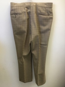 Mens, Pants, N/L, Brown, Dk Brown, Chestnut Brown, Beige, Polyester, Check , 35/32, Flat Front, Button Tab, Pockets