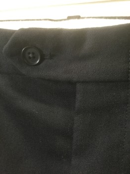 LINEAGE / MOORE'S, Black, Wool, Solid, Double Pleated, Button Tab Waist, Zip Fly, 4 Pockets