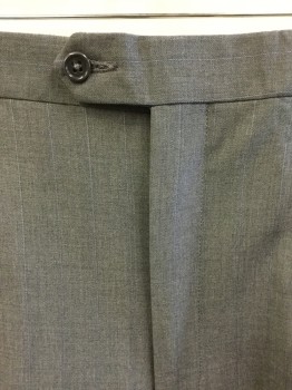 GB BARONI UOMO, Heather Gray, Periwinkle Blue, Wool, Heathered, Stripes - Vertical , Pants, 2 Pleat Front, Zip Front, 4 Pockets