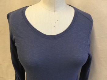 CASLON, Blue, Cotton, Modal, Heathered, Round Neck,  Long Sleeves,
