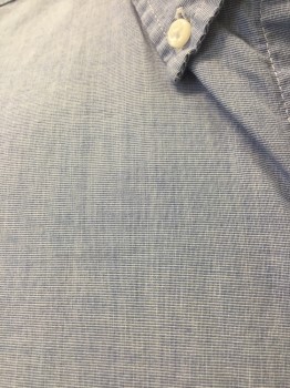 JCREW, Blue, Cotton, Solid, Blue and White Micro Weave,  Button Down Collar, Long Sleeves, Button Front, Patch Pocket,