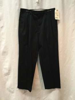 Mens, Casual Pants, BROOKS BROTHERS, Black, Cotton, Solid, 32/30, Black, Dbl Pleated