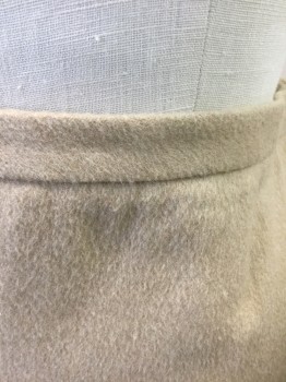 Womens, Skirt, Knee Length, FRENCH CONNECTION, Beige, Wool, Polyester, Solid, Sz.8, Thick Wool, Pencil Skirt, 1" Wide Self Waistband, Invisible Zipper at Center Back Waist