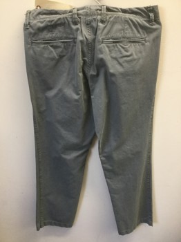 Mens, Casual Pants, GAP, Gray, Cotton, Solid, 33/30, Flat Front, Welt Pocket Right Front