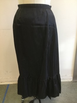 MTO, Black, Silk, Solid, Black Taffeta, 2 Pleated Front with Pleated Back Waist, Large Wide Ruffled Bottom,