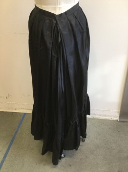 MTO, Black, Silk, Solid, Black Taffeta, 2 Pleated Front with Pleated Back Waist, Large Wide Ruffled Bottom,