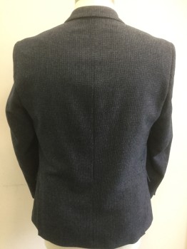JOHN ROCHA, Navy Blue, Gray, Polyester, Acrylic, Check , Single Breasted, 2 Buttons,  4 Pockets, Notched Lapel, Feels Like Wool, 2 Back Vents,
