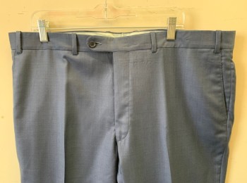 PETER MILLAR, Dk Blue, Wool, Solid, Flat Front, Button Tab Waist, Zip Fly, Straight Leg, 4 Pockets, Belt Loops