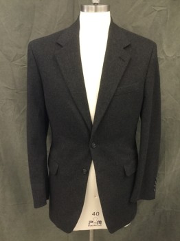 JOSEPH & LYMAN, Charcoal Gray, Cashmere, Solid, Single Breasted, Collar Attached, Notched Lapel, 3 Pockets, 2 Buttons,  Long Sleeves