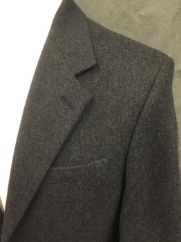 JOSEPH & LYMAN, Charcoal Gray, Cashmere, Solid, Single Breasted, Collar Attached, Notched Lapel, 3 Pockets, 2 Buttons,  Long Sleeves