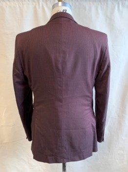 LINEAGE, Red Burgundy, Black, Polyester, Rayon, 2 Color Weave, Birds Eye Weave, Single Breasted, Collar Attached, 2 Buttons,  3o Kimono Sleeves