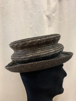 NL, Tobacco Brown, Charcoal Gray, Straw, Basket Weave, Tall Crown with Flat Top,  Bent Brim
