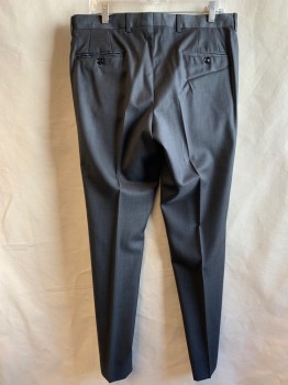 Mens, Suit, Pants, TED BAKER, Heather Gray, Wool, Solid, 35/31, Ff, 4 Pockets, Belt Loops,
