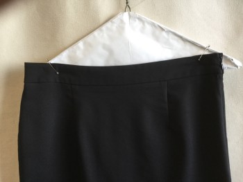 Womens, Skirt, Below Knee, ZARA BASIC, Black, Cotton, Polyester, Solid, M, 1.5" Waistband, Side Zip, Split Center Back Hem, Black Lining