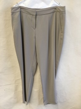 Womens, Slacks, VALETTE, Khaki Brown, Polyester, Solid, 10, 1.5" Waistband, 1 Pleat Front, Zip Front, 3 Pockets