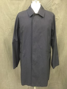 Mens, Coat, Trenchcoat, BURBERRY, Black, Cotton, Solid, 42, Single Breasted, Collar Attached, Raglan Long Sleeves, 2 Pockets, Button Tab Cuffs, Burberry Plaid Lining