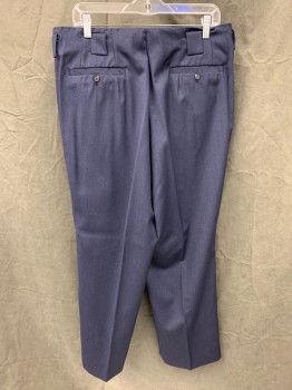 WOODY WILSON, Navy Blue, Black, Wool, 2 Color Weave, Pleated Into Belt Loops, 4 Pockets, Zip Fly, No Waistband