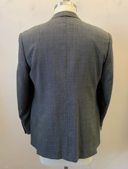 Mens, Suit, Jacket, MATTARAZI, Heather Gray, Wool, Heathered, 54 R, Notched Lapel, Collar Attached, 2 Buttons,  3 Pockets,