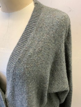 MADEWELL, Multi-color, Wool, Synthetic, Heathered, L/S, Button Front, 2 Pockets, Variegated Gray/Brown/Taupe Yarn, Dark Brown Swirl Buttons