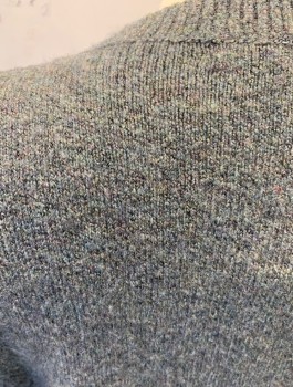 MADEWELL, Multi-color, Wool, Synthetic, Heathered, L/S, Button Front, 2 Pockets, Variegated Gray/Brown/Taupe Yarn, Dark Brown Swirl Buttons