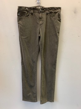 Mens, Casual Pants, Fidelity, Warm Gray, Cotton, Solid, 34/34, F.F, Top Pockets, Zip Front,