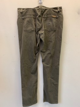 Mens, Casual Pants, Fidelity, Warm Gray, Cotton, Solid, 34/34, F.F, Top Pockets, Zip Front,