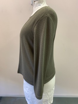 Womens, Top, CHRISTIE & JILL, Olive Green, Black, Polyester, Solid, Stripes - Horizontal , B42, XL, One Piece Cardigan Over Shell Look, L/S, Single Clasp Front, Shimmery Knit