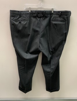 NL, Charcoal Gray, Wool, Herringbone, F.F, Zip Front, 2 Side Pockets, Belt Loops, 2 Back Pockets, Cuffs