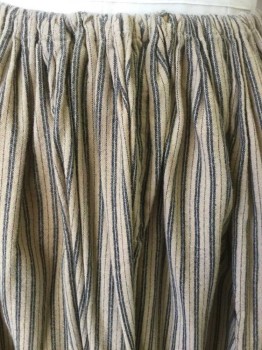 N/L, Tan Brown, Black, Cotton, Stripes - Vertical , Drawstring, Aged/Distressed,  Ticking Stripe,