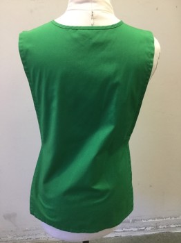 FASHION SEAL, Kelly Green, White, Polyester, Cotton, Solid, Stripes, Square Neck, White and Green Striped Yolk, Solid Body,  Pull Over, Side Tabs with Snaps