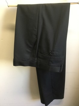 Mens, Suit, Pants, NEEDLE & STITCH, Black, Polyester, Viscose, Open, 34, Flat Front, Button Tab,