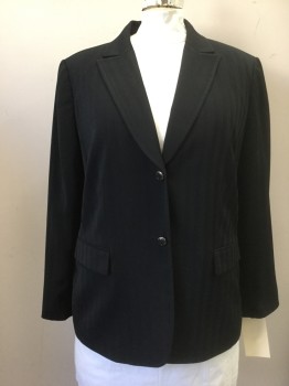 TAHARI, Black, Polyester, Stripes - Shadow, Black, Shadow Pinstripes, Peaked Lapel, Collar Attached, 2 Buttons,  2 Pockets,