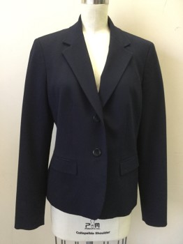 Womens, Suit, Jacket, NINE WEST, Navy Blue, Polyester, Viscose, Solid, 2, Single Breasted, Collar Attached, Notched Lapel, 2 Buttons,  2 Flap Pocket