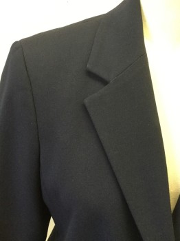 Womens, Suit, Jacket, NINE WEST, Navy Blue, Polyester, Viscose, Solid, 2, Single Breasted, Collar Attached, Notched Lapel, 2 Buttons,  2 Flap Pocket