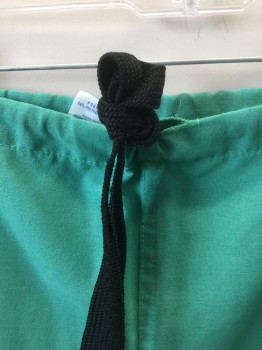 MEDLINE, Kelly Green, Polyester, Cotton, Solid, Drawstring Waist, with Black Drawstring, 1 Patch Pocket in Back