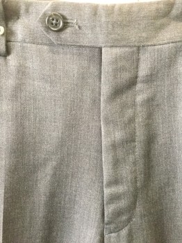 ALFANI, Charcoal Gray, Wool, Solid, Flat Front, Button Tab, Belt Loops,