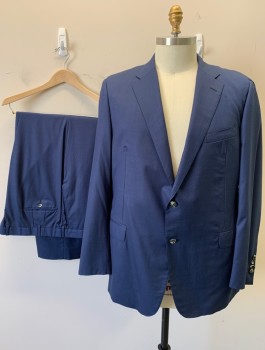 HICKEY FREEMAN, Navy Blue, Dk Blue, Wool, 2 Color Weave, Single Breasted, Notched Lapel, 2 Buttons, 3 Pockets, Hand Picked Stitching at Lapel