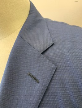 HICKEY FREEMAN, Navy Blue, Dk Blue, Wool, 2 Color Weave, Single Breasted, Notched Lapel, 2 Buttons, 3 Pockets, Hand Picked Stitching at Lapel