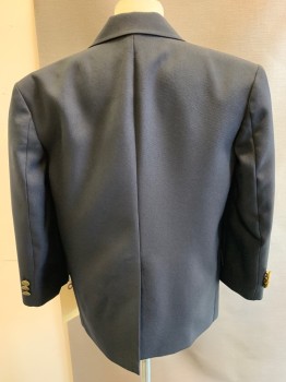 Childrens, Blazer, MILLS UNIFORMS, Navy Blue, Polyester, Solid, 8, 2 Button Front, Notched Lapel, 3 Pockets,