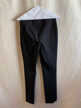 ELIE TAHARI, Black, Gold, Nylon, Cotton, Solid, Flat Front, Zip Fly, Large Waistband with Black Tab with Gold Bar End