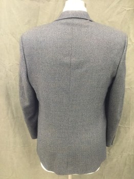 Mens, Sportcoat/Blazer, GIANPAULO For MALIBU, Blue, Black, Lt Brown, Wool, Birds Eye Weave, 41R, Single Breasted, Collar Attached, Notched Lapel, 3 Pockets, 2 Buttons,  Long Sleeves
