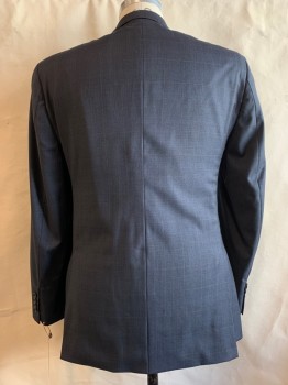 Mens, Suit, Jacket, MICHAEL KORS, Navy Blue, Wool, Heathered, 42 R, Notched Lapel, Collar Attached, 2 Buttons,  3 Pockets,